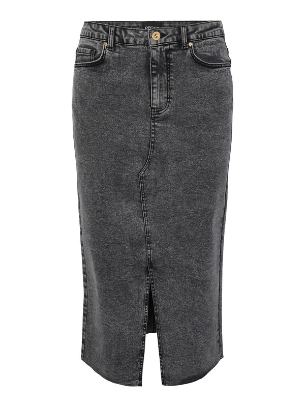 Pieces Jessie HW Denim Midi Nederdel Grey Denim