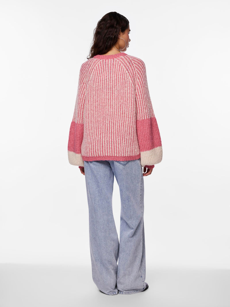 Pieces Daisi L/S Strik Hot Pink/Sandshell