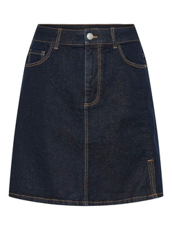 Pieces Juna HW Short Denimnederdel Dark Blue Denim