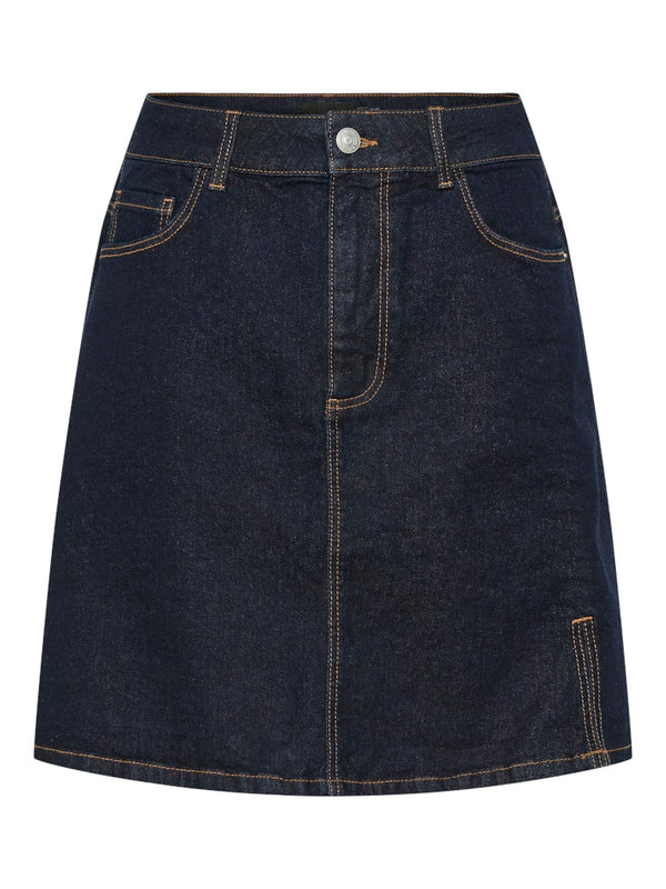 Pieces Juna HW Short Denimnederdel Dark Blue Denim