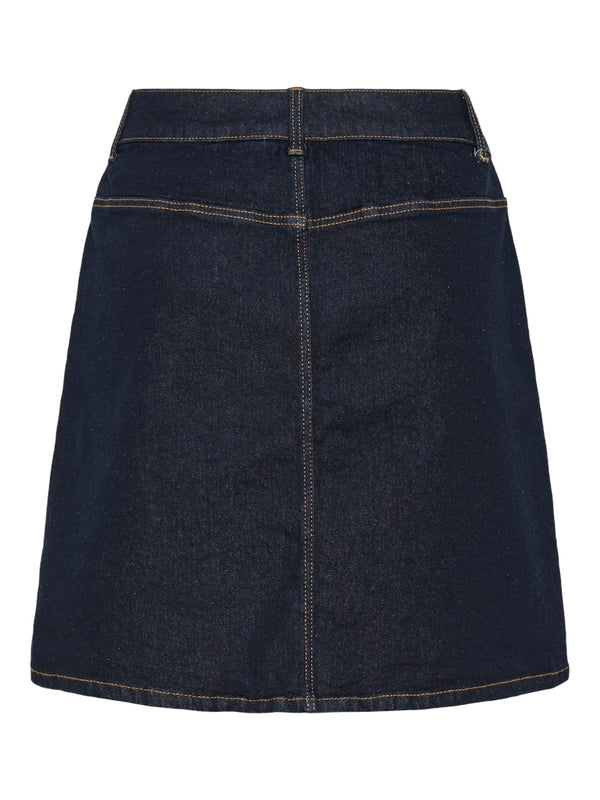 Pieces Juna HW Short Denimnederdel Dark Blue Denim