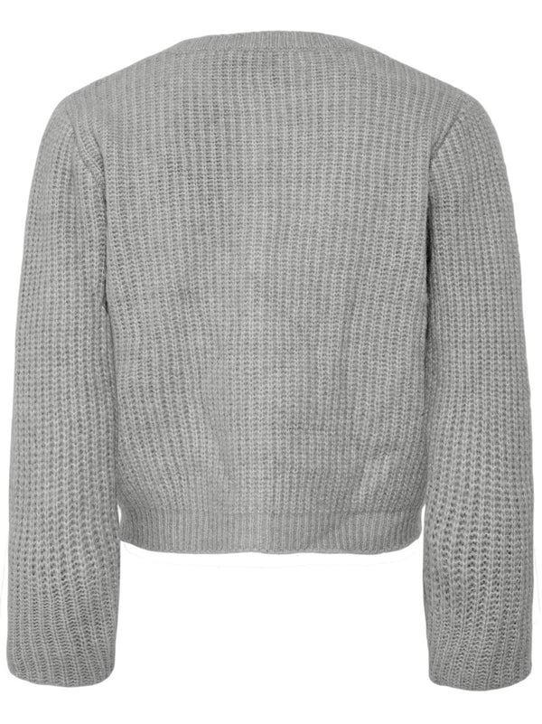 Pieces Jyda LS Pearl Strikcardigan Medium Grey Melange