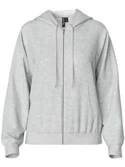 Pieces Chilli LS Zip Hoodie Light Grey Melange