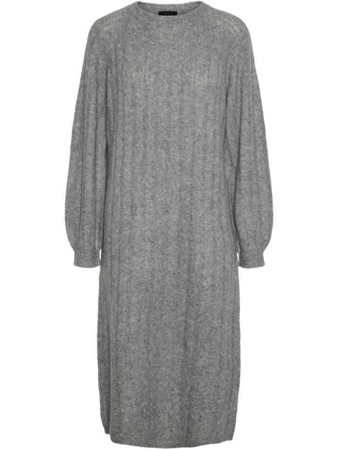 Pieces Maggy LS Strikkjole Medium Grey Melange