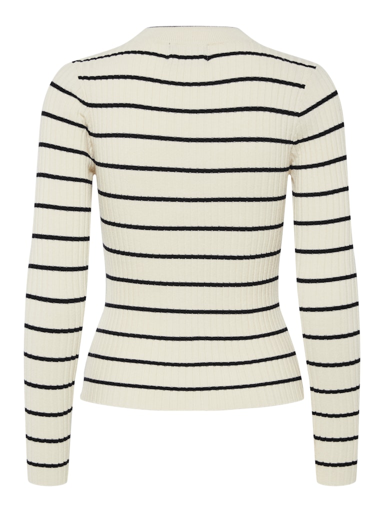 Pieces Crista LS O-Neck Strik Birch/Black Stripes