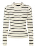 Pieces Crista LS O-Neck Strik Birch/Black Stripes