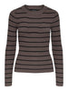 Pieces Crista LS O-Neck Strik Morel/Black Stripes