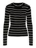 Pieces Crista LS O-Neck Strik Black/Birch Stripes