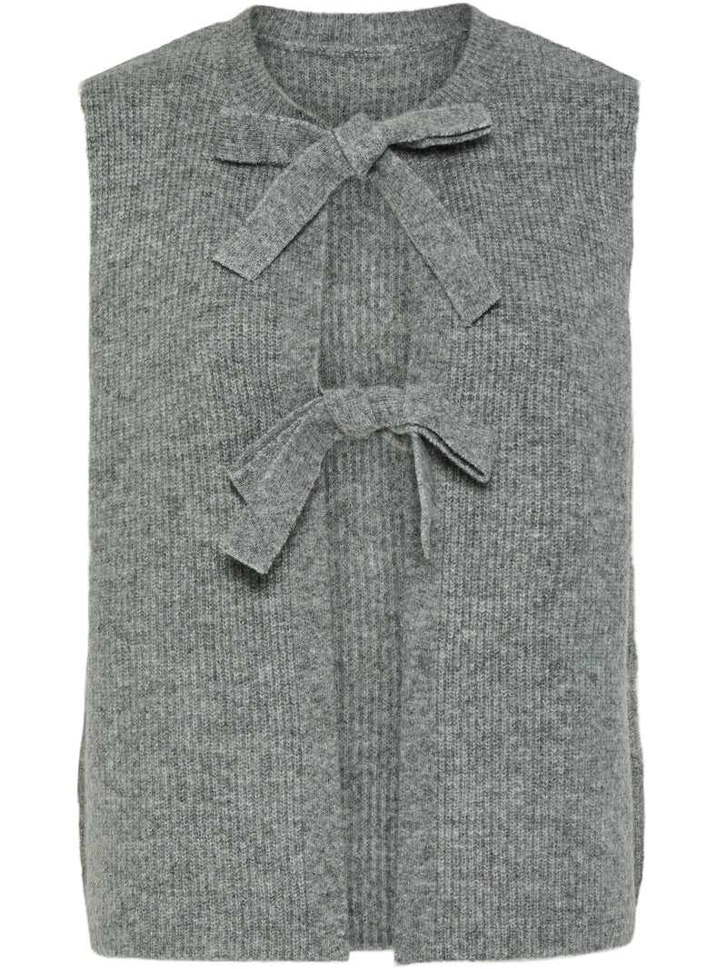 Pieces Silly SL Tie Vest Medium Grey Melange