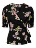 Pieces Tala 2/4 Wrap Bluse Black Big Flower