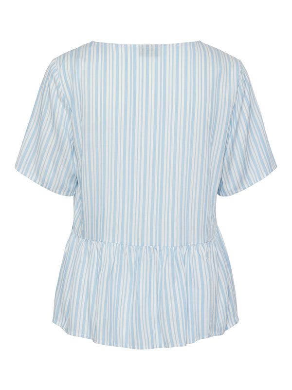 Pieces Alvina SS Button Down Bluse Blue Bell
