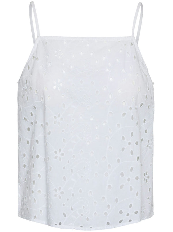 Pieces Wendy Broderie Anglaise Srap Top Bright White