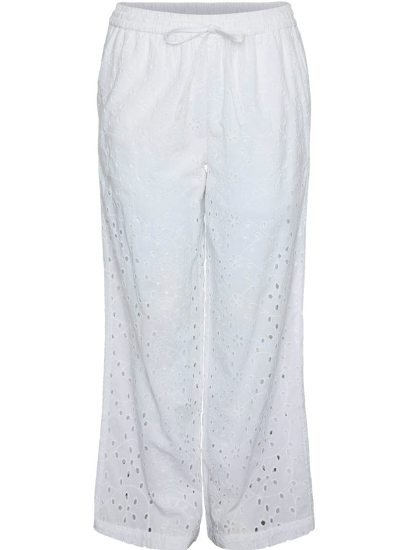 Pieces Wendy MW Broderie Anglaise Bukser Bright White