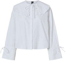 Pieces Fetina LS Collar Skjorte Bright White