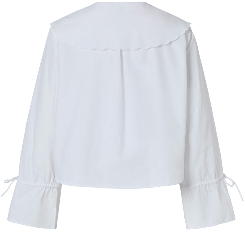 Pieces Fetina LS Collar Skjorte Bright White