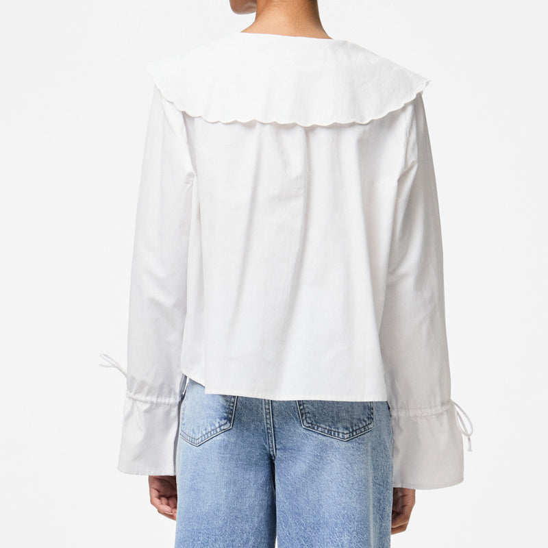 Pieces Fetina LS Collar Skjorte Bright White