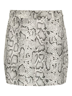 Pieces Jessica MW Short Nederdel Bright White/AOP Snake Print