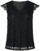 Pieces Olline SL Lace V-Neck Top Black NO25