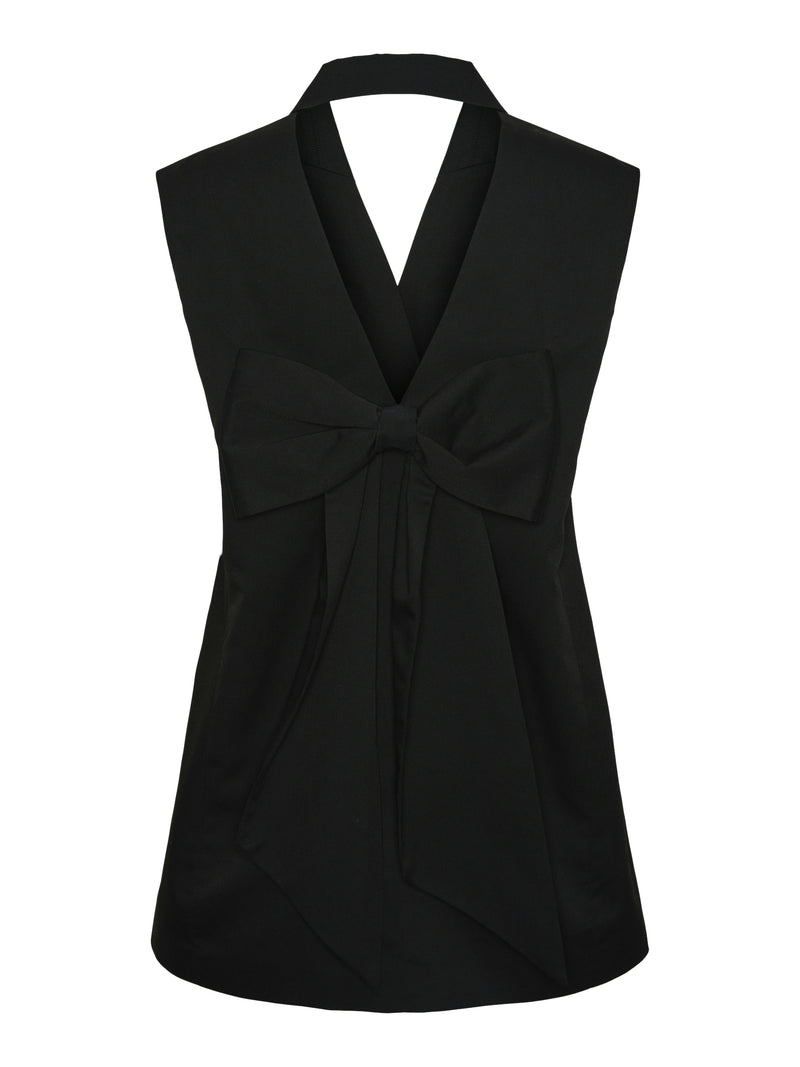 Pieces Bow SL Tailored Short Kjole Black