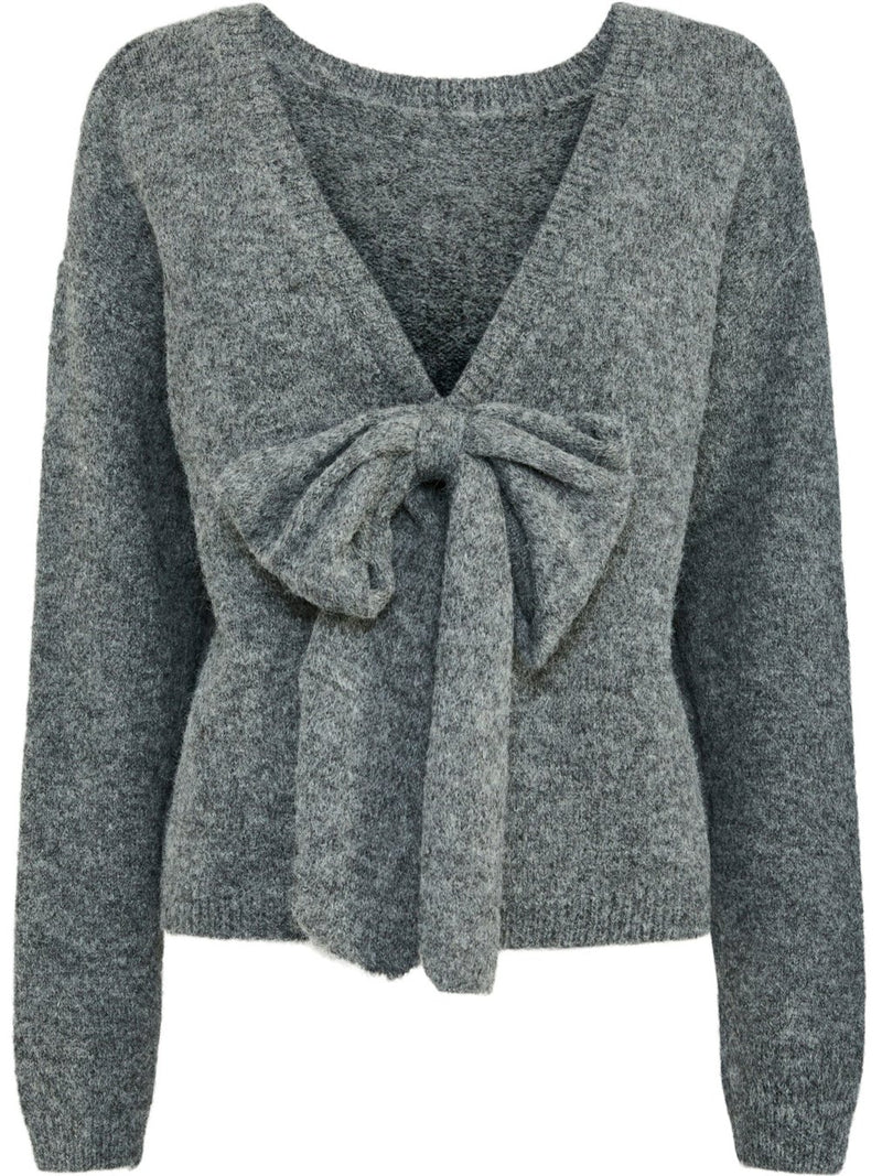 Pieces Allison LS Bow Reversible Strik Medium Grey Melange