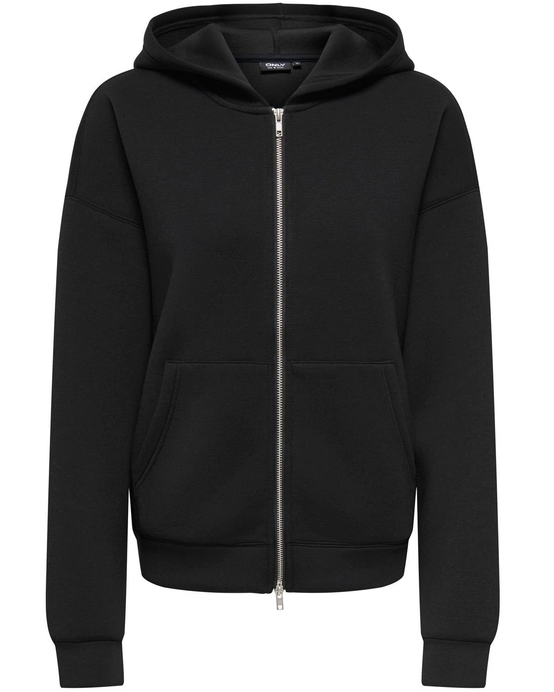 Only Naomi LS Two Way Zip Hoodie Black, sort zip hoodie