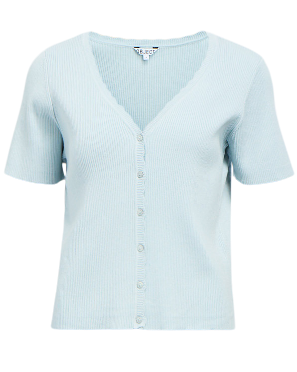 Object Kelly SS V-Neck Cardigan Winter Sky NOS26, blå cardigan