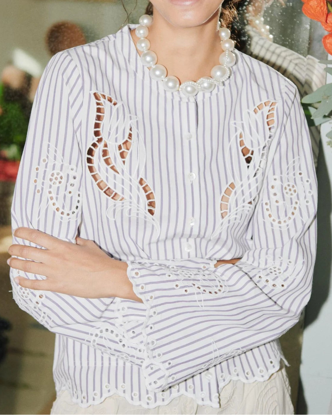 Sissel Edelbo Cecilie Skjorte Purple Stripes, stribet skjorte