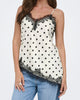 Only Bella Strap Satin Lace Top Cloud Dancer/Black Dot