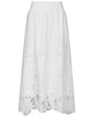 Yara Long Emb Nederdel White fra Neo Noir hvid broderet nederdel