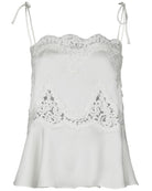 Kaela Heavy Sateen Lace Top Pearl fra Neo Noir, hvid satin top