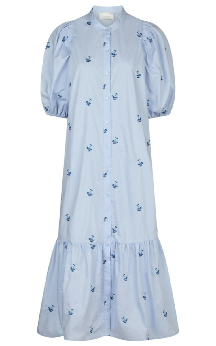 Neo Noir Veronica Embroidery Kjole Light Blue I Me & Eliza