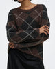 Only Noeme LS Pattern O-Neck Strik Coffee Bean Argyle