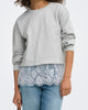 Only Mimi LS Lace Detail Sweatshirt Light Grey Melange