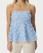 Kenli Flower Top Light Blue&nbsp; fra Neo Noir, blå blomster top