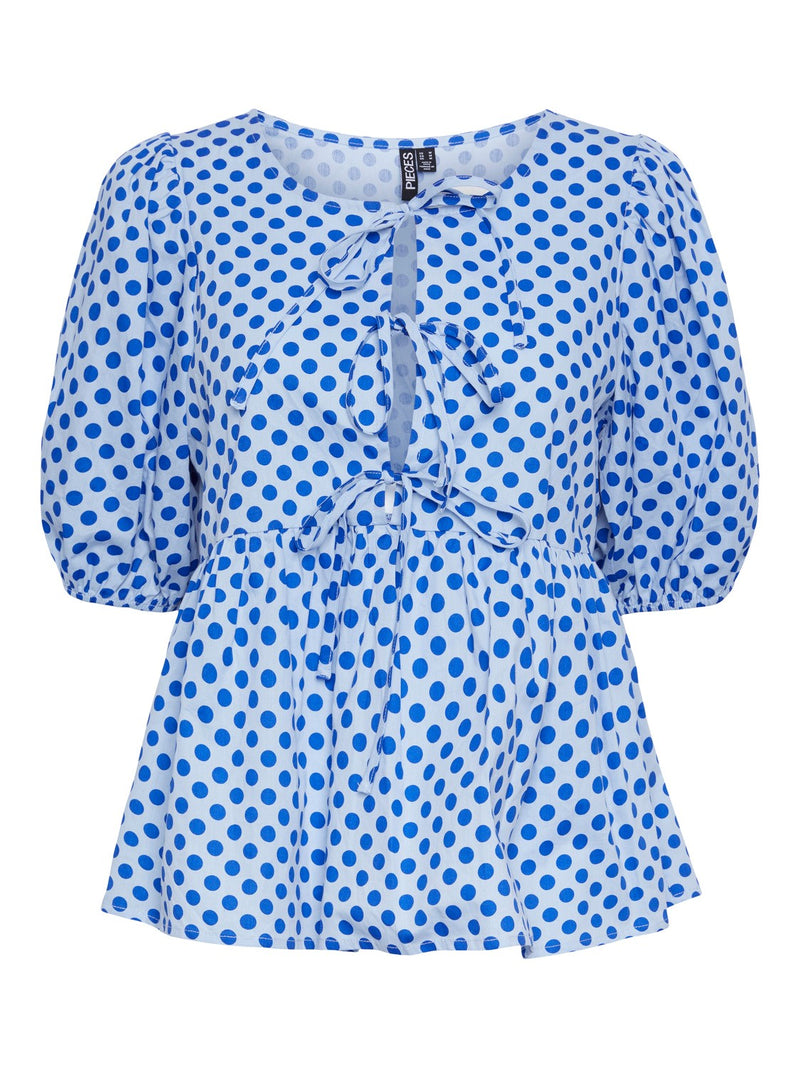 Pieces Jolly Tie Bluse Airy Blue