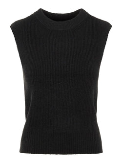 Pieces Ellen O-Neck Strik Vest Black