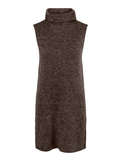 Pieces Ellen Rullekrave Long Strik Vest Chicory Coffee