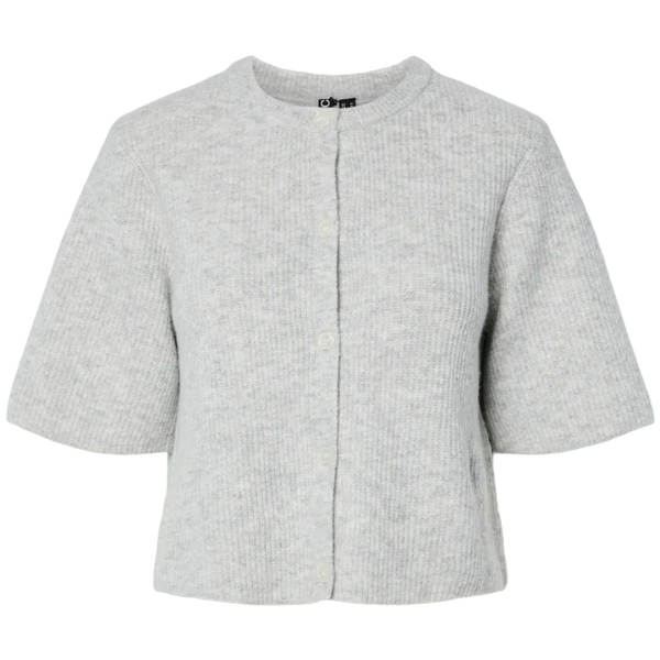 Pieces Silly SS O-Neck Strikcardigan Light Grey Melange