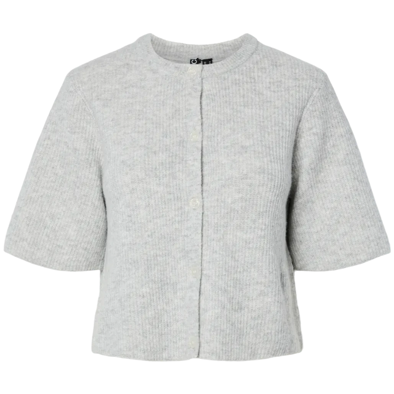 Pieces Silly SS O-Neck Strikcardigan Light Grey Melange