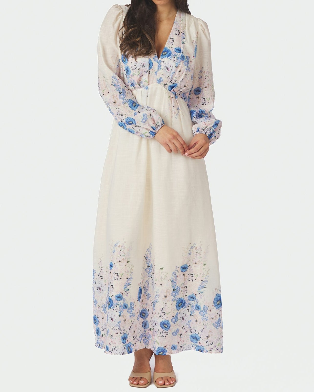 Silfi Flower Print Dress Blue fra Neo Noir, blå festkjole