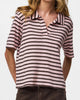 Pieces Jeya V-Neck Loose Polo Hot Fudge/Pink Tulle