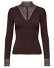 Only Tilde LS High Neck Lace Top Chocolate Torte NO26