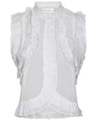Celia Ruffle Top White fra Neo Noir, hvid flæsetop