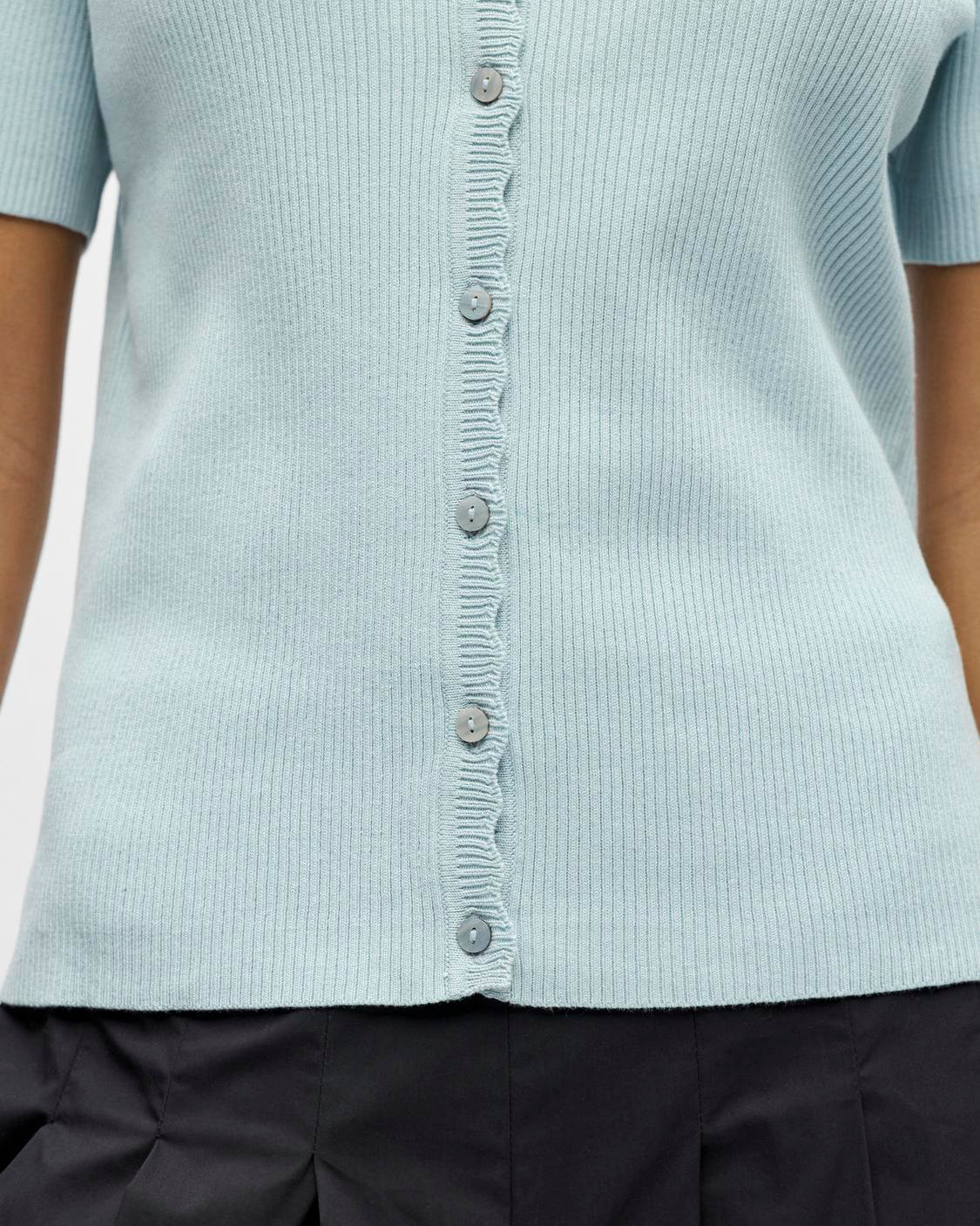 Object Kelly SS V-Neck Cardigan Winter Sky NOS26, blå cardigan