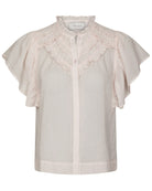 Vinsa Voile Top Light Pink fra Neo Noir, fin flæsedetaljeret bluse