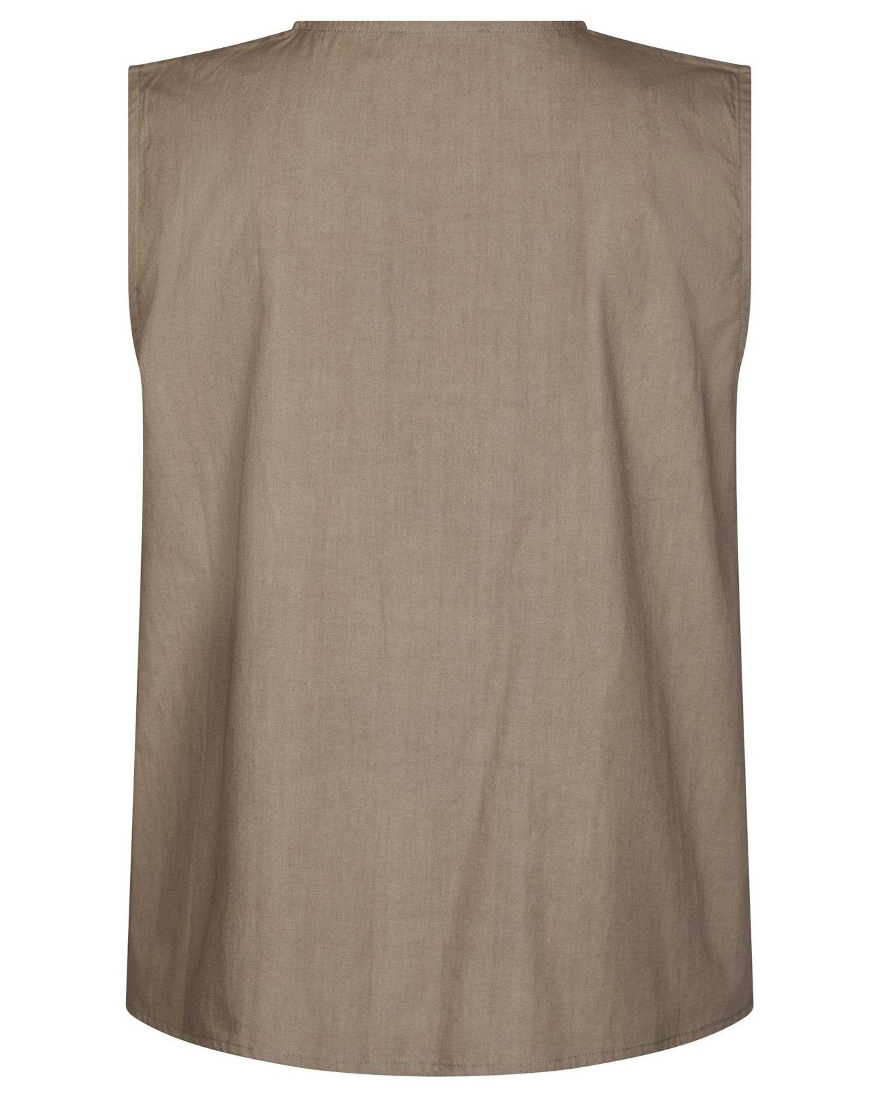 Lasa C Poplin Top Taupe fra Neo Noir, brun top med bindebånd