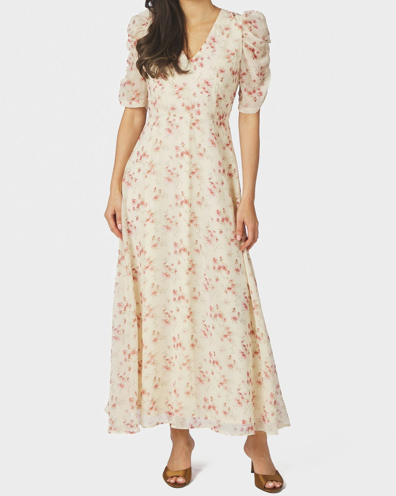 Vira Floral Kjole Creme fra Neo Noir, blomstret kjole