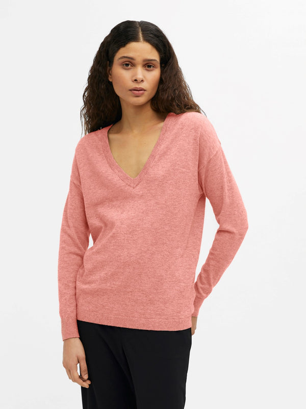 Object Thess V-Neck Knit Pullover Brandied Apricot