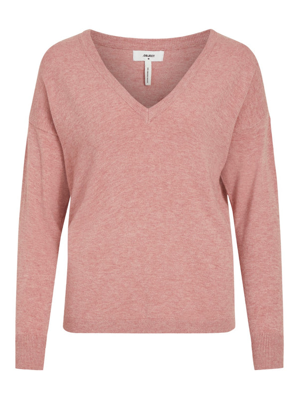 Object Thess V-Neck Knit Pullover Brandied Apricot