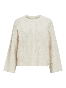 Object Rosa Strik L/S Pullover White Sand Melange